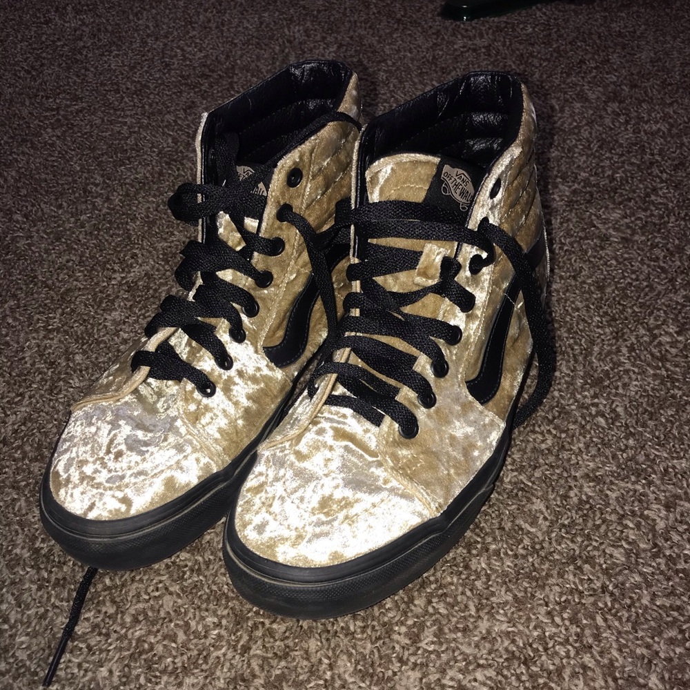 Gold velvet vans